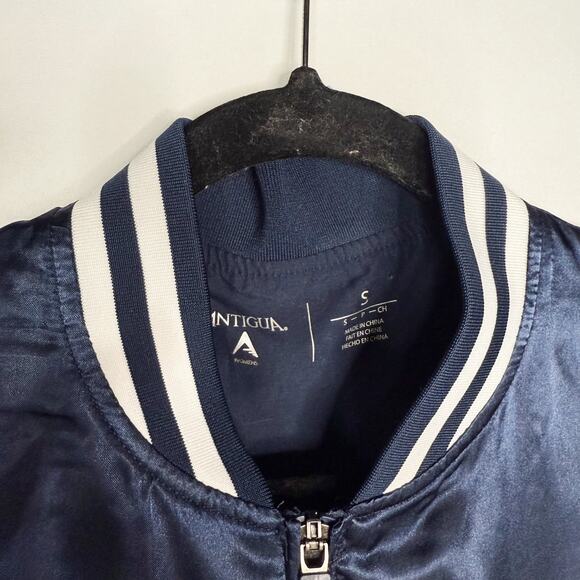Antigua Adult Small Navy Blue Satin Illini University of Illinois Bomber Jacket - Picture 6 of 12